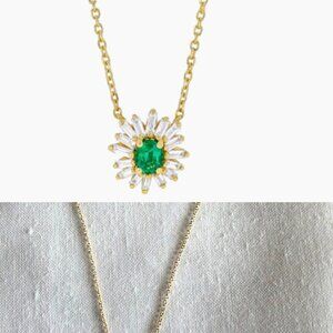 Gold, diamond, and emerald necklace